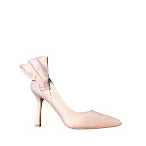 Anthropologie Badgley Mischka White Alejandro Pointed Toe Pumps Heel D'Orsay